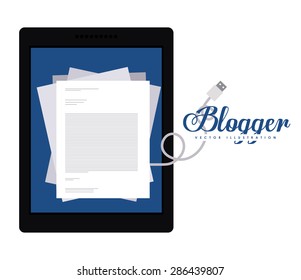 Blogger design over white background, vector illustration