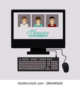 Blogger design over white background, vector illustration