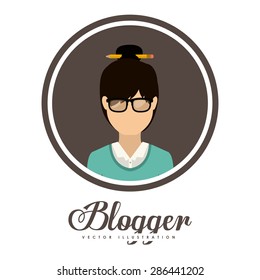 Blogger design over white background, vector illustration