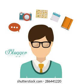 Blogger design over white background, vector illustration