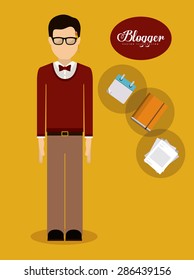 Blogger design over yellow background, vector illustration