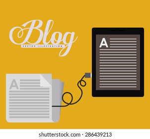 Blogger design over yellow background, vector illustration
