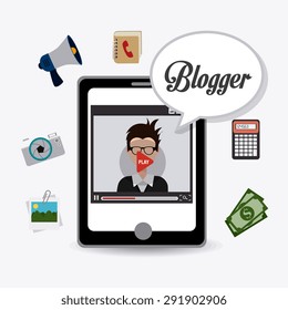 Blogger digital design, vector illustration eps 10.
