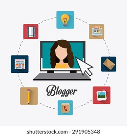 Blogger digital design, vector illustration eps 10.