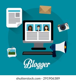 Blogger digital design, vector illustration eps 10.