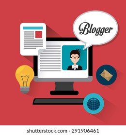 Blogger digital design, vector illustration eps 10.
