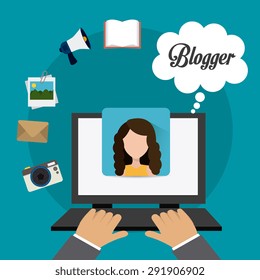 Blogger digital design, vector illustration eps 10.