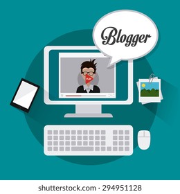 Blogger digital design, vector illustration eps 10.
