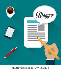 Blogger digital design, vector illustration eps 10.