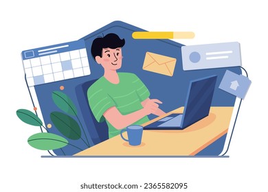 Blogger Doing Content Management Illustration concept on white background