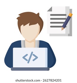 Blogger flat color icon. Simple vector icon design in flat color style. Editable vector format