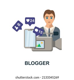 Blogger flat icon. Colored element sign from creative professions collection. Flat Blogger icon sign for web design, infographics and more.
