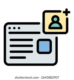 Ícone de seguidor de blogueiro ilustração de estilo de linha plana representando indivíduos que se inscrevem ou se envolvem com um conteúdo de blogueiro, adequado para análise de mídias sociais, marketing de influenciadores