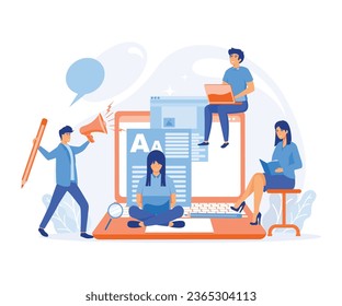 Blogger. Freelance. Creative writing. Copy author. Content management.  flat vector modern illustration 