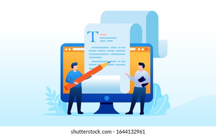 Blogger freelance landing page website illustration flat vector template 