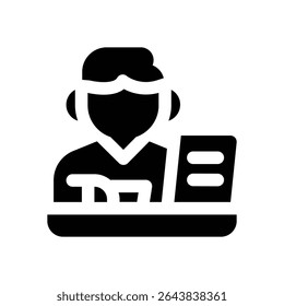 blogger glyph icon. Strong and solid vector icon for websites, mobile interfaces, presentations, and visual branding. High quality and easy to edit.