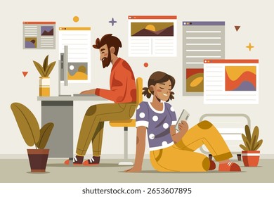 Blogger Hand Drawn Flat Background