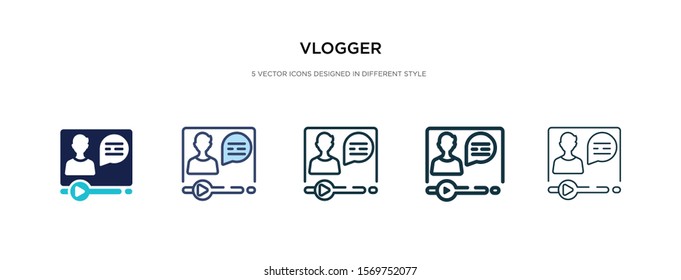 blogger icon in different style vector illustration. two colored and black blogger vector icons designed in filled, outline, line and stroke style can be used for web, mobile, ui