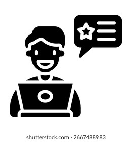 Blogger Icon Glyph Style Vector Illustration