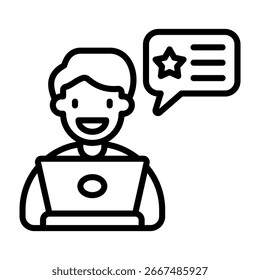 Ilustração de vetor de estilo de linha de ícone de blogueiro