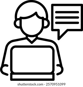 Blogger Icon Line Vector Illustration