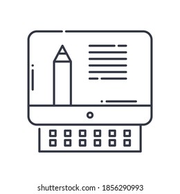 Blogger icon, linear isolated illustration, thin line vector, web design sign, outline concept symbol with editable stroke on white background.