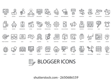 Blogger Icono Set colección. Estilo de diseño con fondo