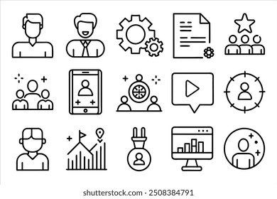 Blogger icon set. Included icons as influencer, social media, advertisement, view rates, like, blog and more.