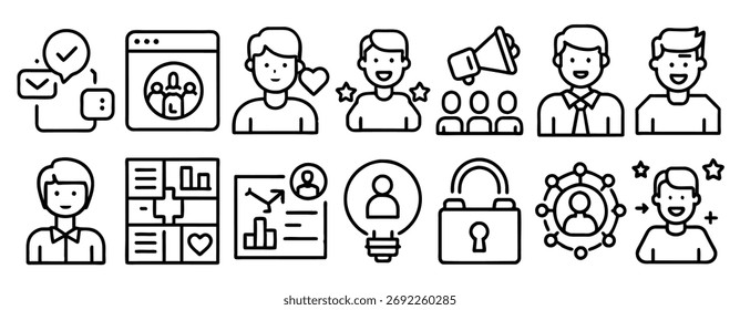 ícone do blogger definido ícones incluídos como influenciencer social 