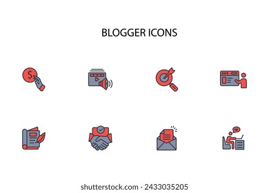 Blogger icono set.vector.Editable stroke.linear estilo signo para el uso de diseño web,logo.Symbol ilustración.