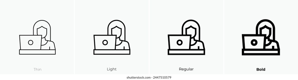 blogger icon. Thin, Light Regular And Bold style design isolated on white background