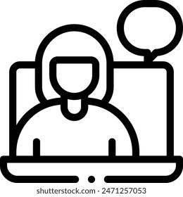 icono del bloguero. Diseño De Estilo Lineal Delgado Aislado Sobre Fondo Blanco
