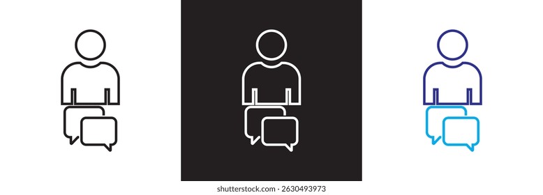 Ícone do blogueiro. Vetor para sites, interfaces móveis, apresentações, banner, marca visual etc. Ilustração vetorial. isolada no plano de fundo branco e preto. EPS 10
