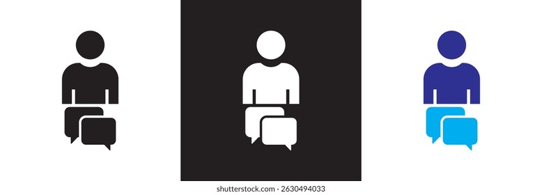 Blogger icon. Vector for websites, mobile interfaces, presentations, banner, visual branding etc. Vector illustration. isolated on white and black background. EPS 10
