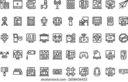 Blogger and influencer essentials icons High-Quality Vector Icons Collection with Editable Stroke. Ideal for Professional and Creative Projects