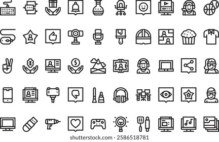 Blogger and influencer icons High-Quality Vector Icons Collection with Editable Stroke. Ideal for Professional and Creative Projects.