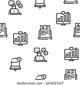 Blogger Internet Social Channel Seamless Pattern Vector Thin Line. Illustrations