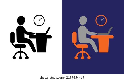 Blogger Internet User. Office Worker. Co Working Place. Flat Icon For Apps And Websites. Thin Line Icon Isolated On White Background. And Vivid Color.