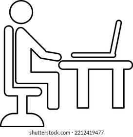 Blogger Internet User. Office Worker. Co Working Place. Flat Icon For Apps And Websites.