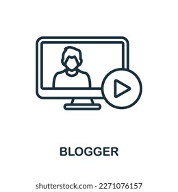 Blogger line icon. Monochrome simple Blogger outline icon for templates, web design and infographics