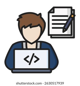 Blogger lineal color icon. Simple vector icon design in lineal color style. Editable vector format