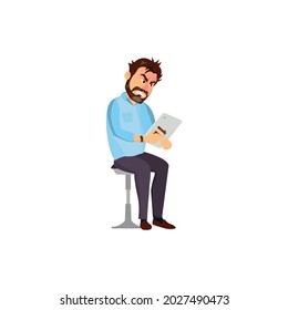 blogger man anger on hating comments in vlog cartoon vector. blogger man anger on hating comments in vlog character. isolated flat cartoon illustration