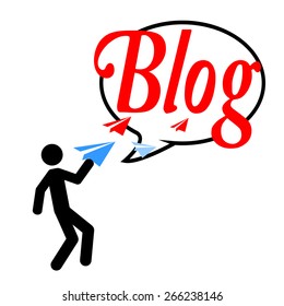 blogger,  man send paper airplanes, bubble talk