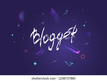 Blogger quote. Hand lettering phrase for social media networks.  Dark banner with text and shiny decoration.Vector illustration.