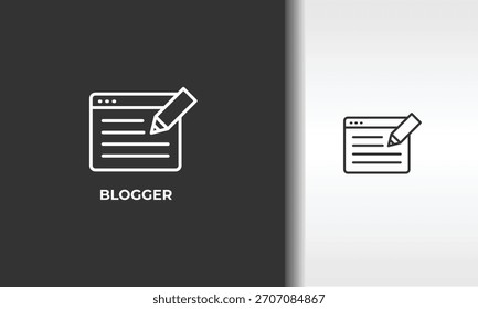 Ilustração De Símbolo Isolado De Vetor, Ícone Ou Sinal De Logotipo De Blogueiro