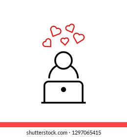 Blogger vector icon, social man symbol. Simple, flat design for web or mobile app