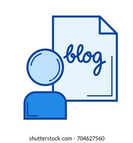 Blogger vector line icon isolated on white background. Blogger line icon for infographic, website or app. Blue icon designed on a grid system.