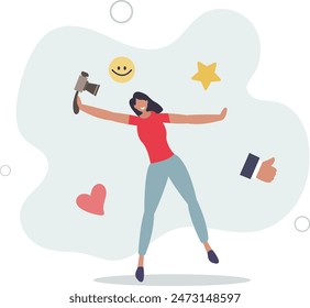 Blogger, vlog, influencer new digital age people broadcast or record their lifestyle to promote story on social media concept.vector illustration.