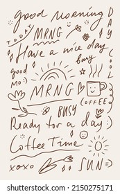 Blogger vlog stories text lettering stickers clipart vector collection bundle