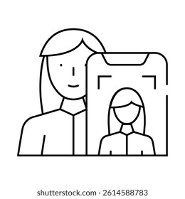 blogger woman job line icon vector. blogger woman job sign. isolated contour symbol black illustration